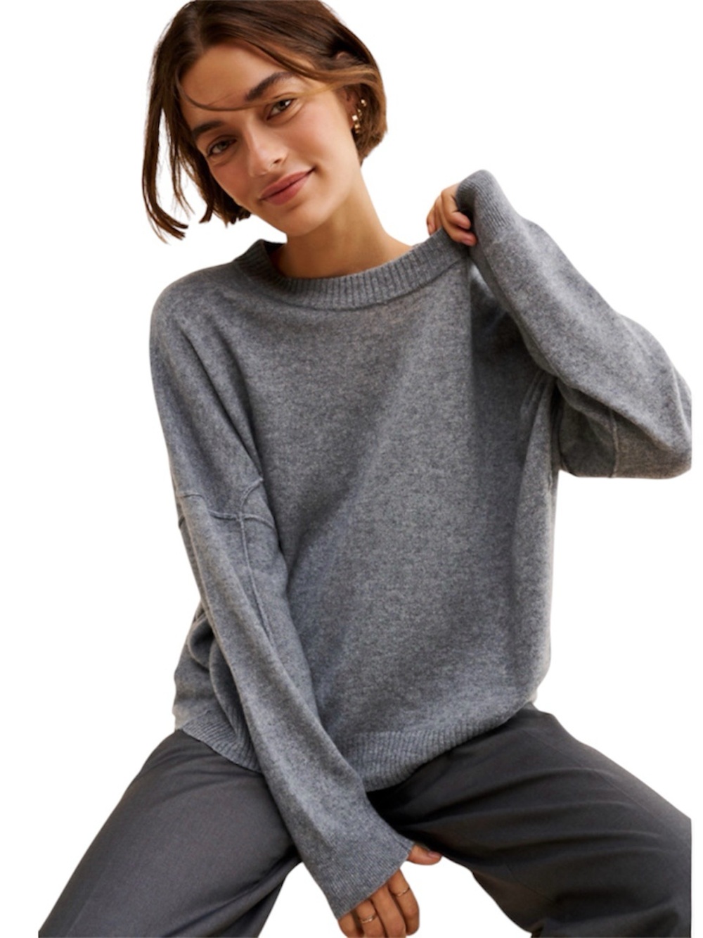 Free People Gray Cashmere Pullover Size Small